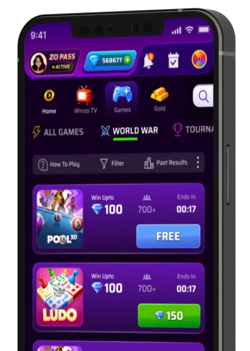 WinZo app listing screen