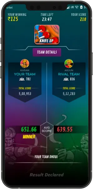 Result declared screen