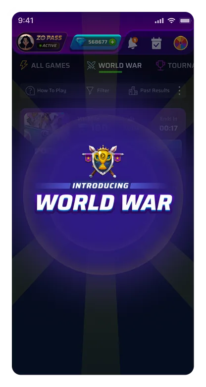 World War tournament introduction screen