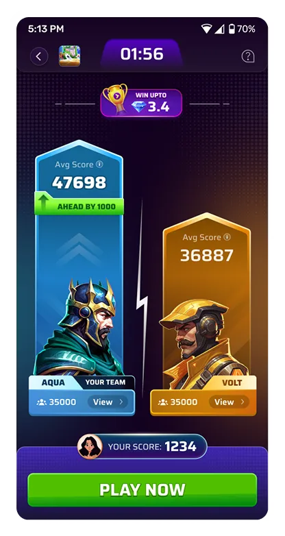 Live scoreboard with team bars
